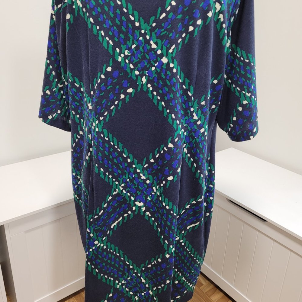 J Howard Navy/Green print knit dress - Picture 3 of 5